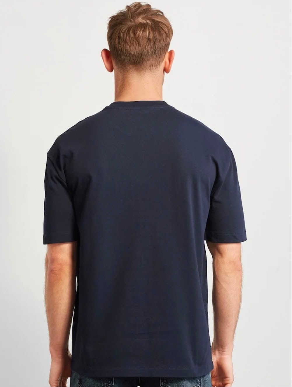 Men's Solid Navy Short-Sleeve T-Shirt - Relaxed Fit Crew Neck Cotton Top