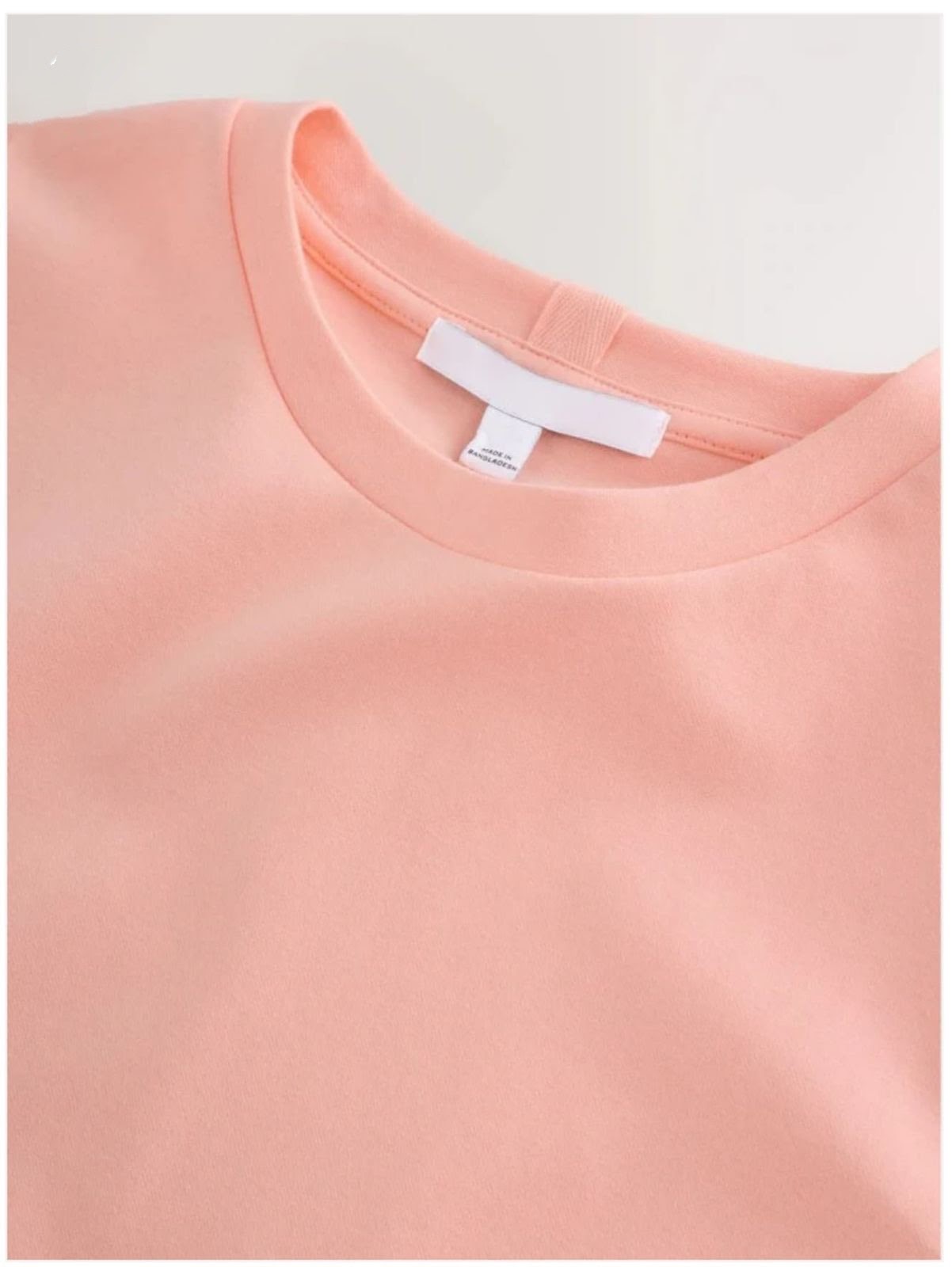 Classic Crewneck Cotton T-Shirt in Pastel Peach/Pink