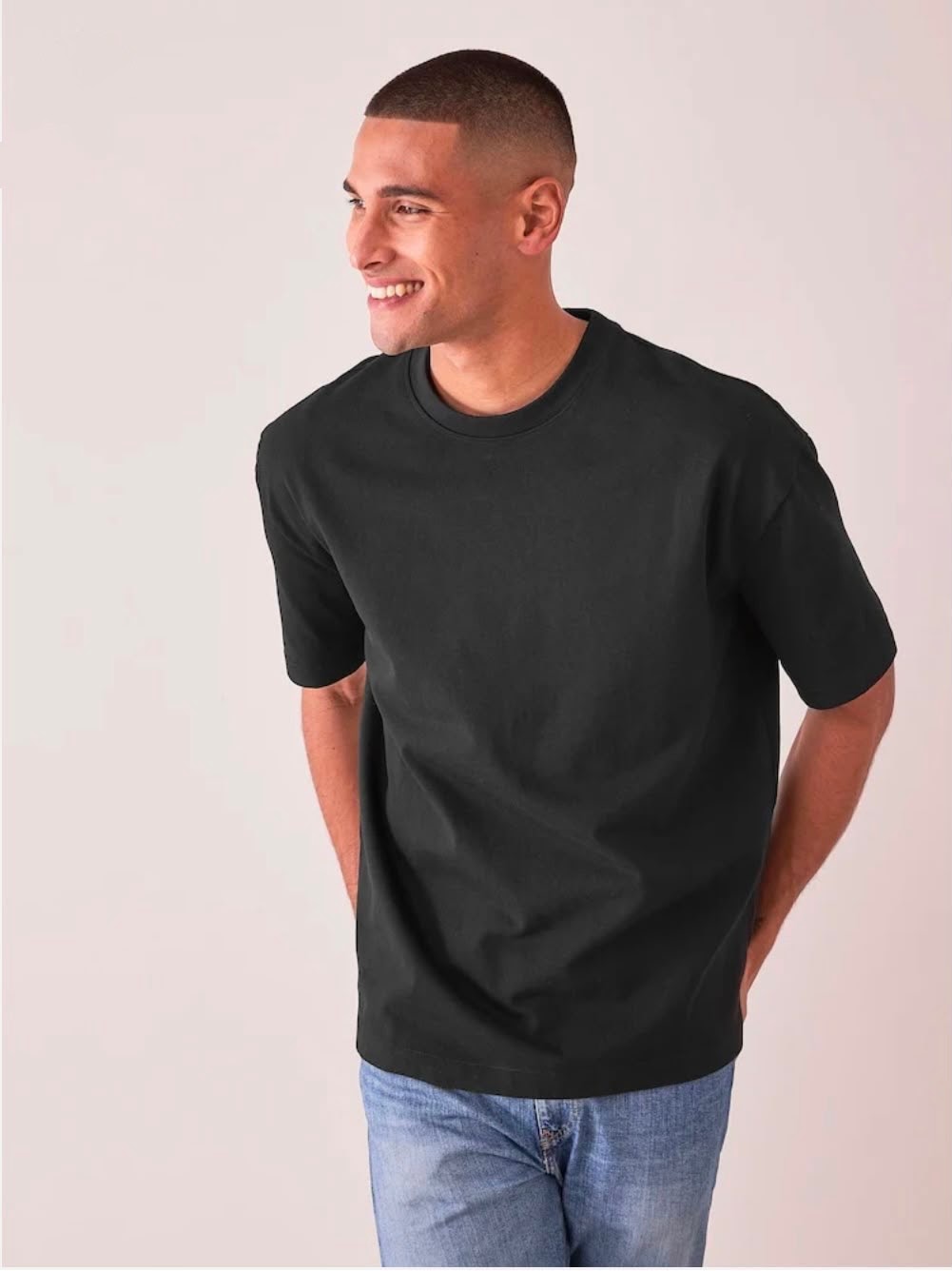 Premium Charcoal Gray Drop Shoulder Oversized Crewneck Tee