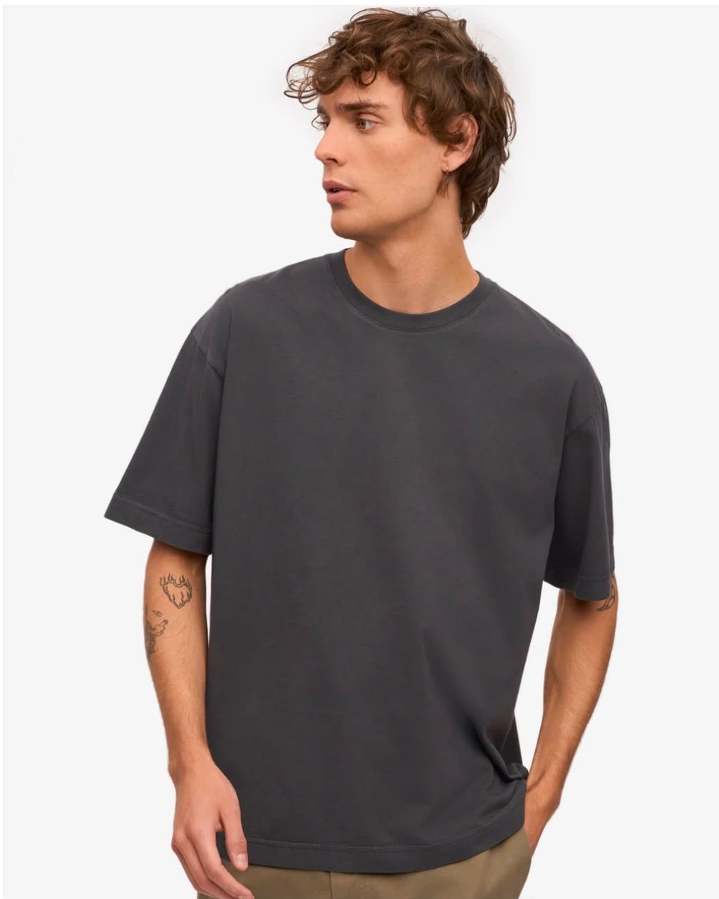 Men's Relaxed Drop-Shoulder Tee (Dark Gray)