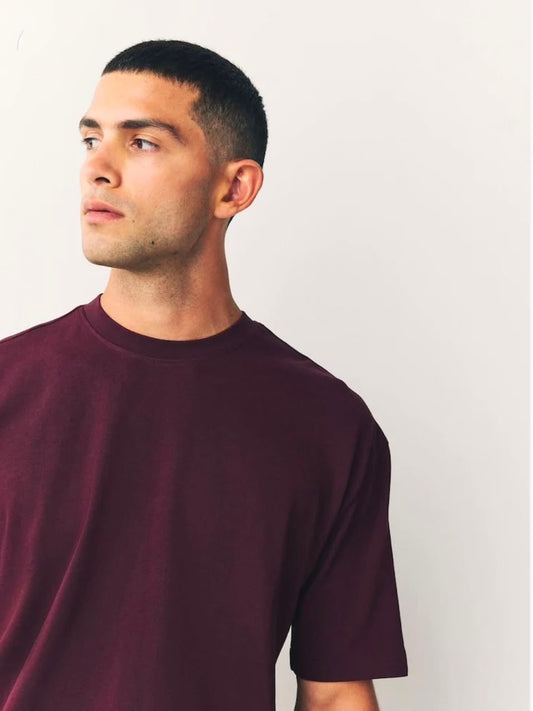 Deep Maroon Oversized Relaxed Tee