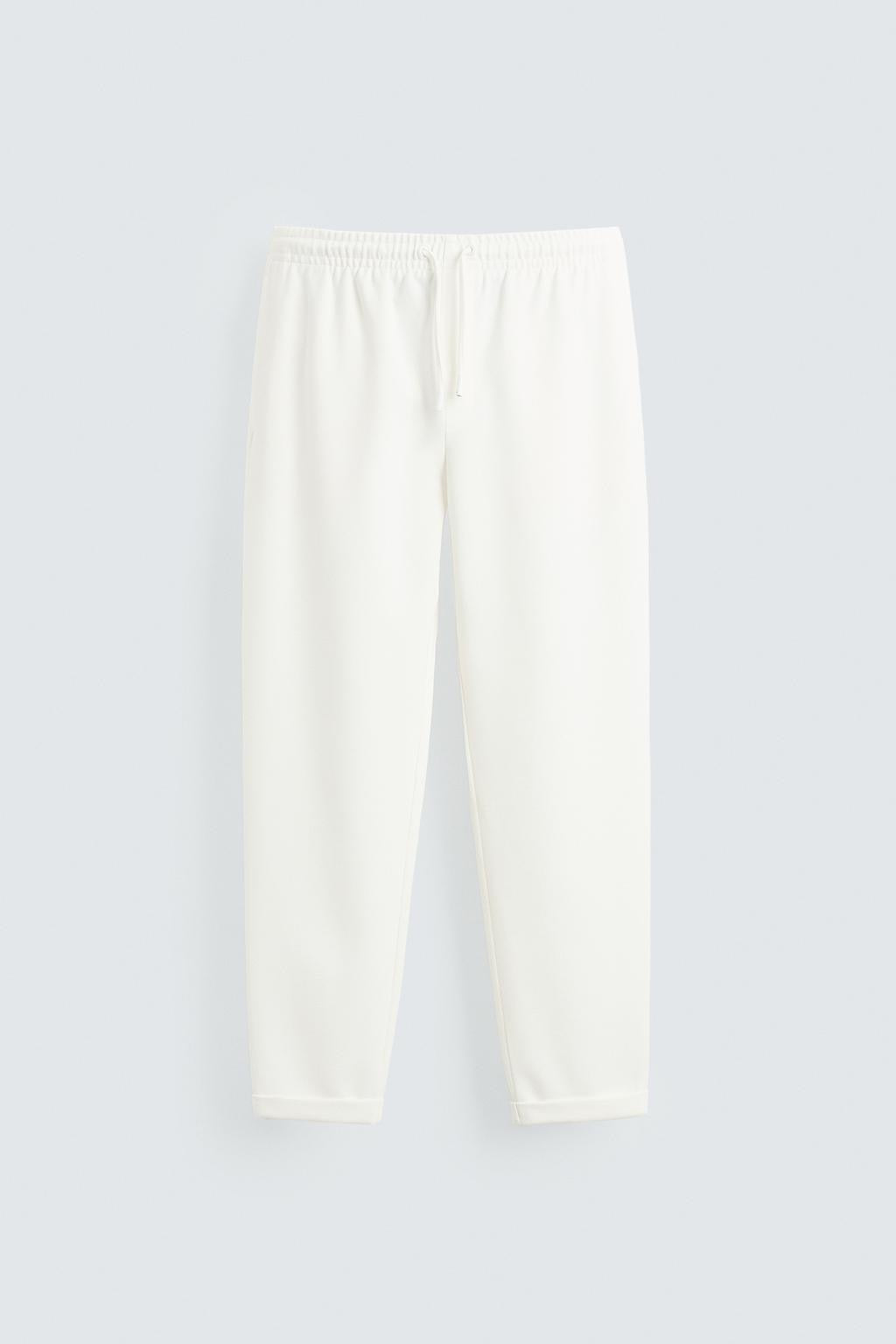 Premium Waffle-Knit Drawstring Trousers - Off-White