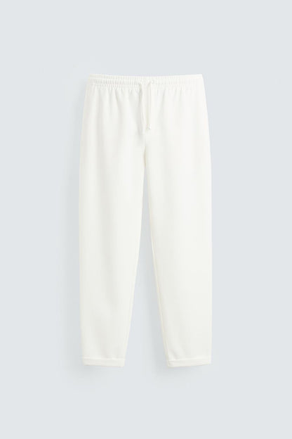 Premium Waffle-Knit Drawstring Trousers - Off-White