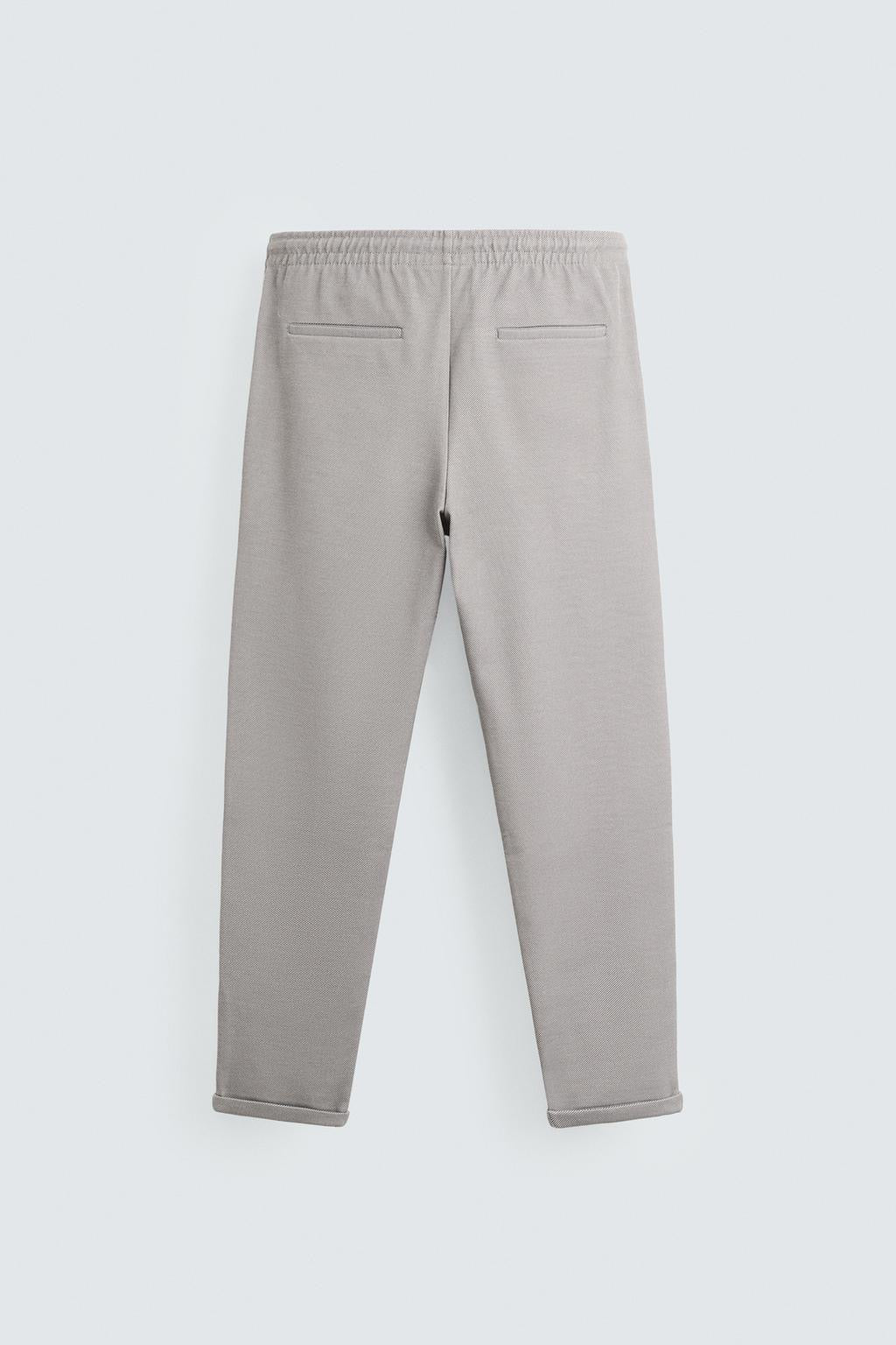 Structured Knit Travel Trousers in Light Grey