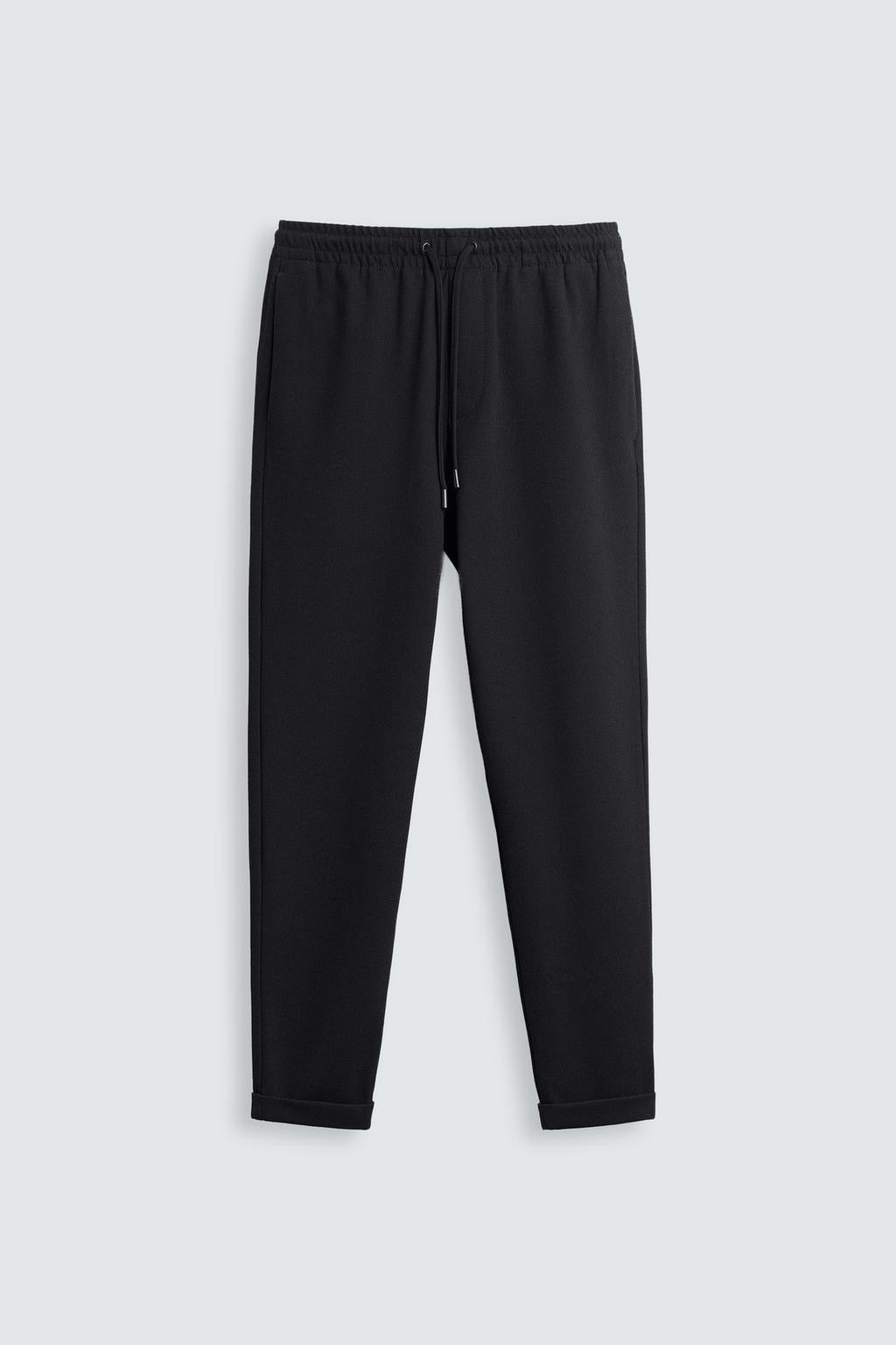 Structured Knit Travel Trousers in Black