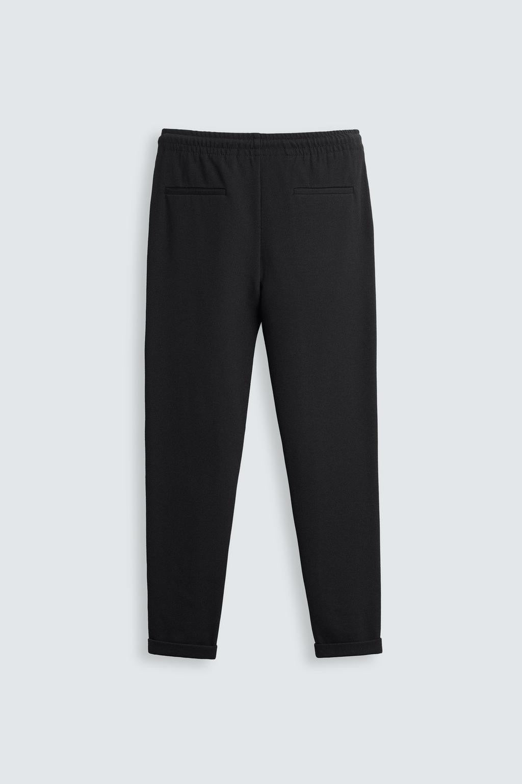 Structured Knit Travel Trousers in Black