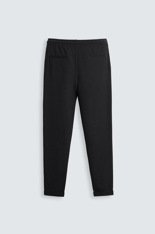 Structured Knit Travel Trousers in Black