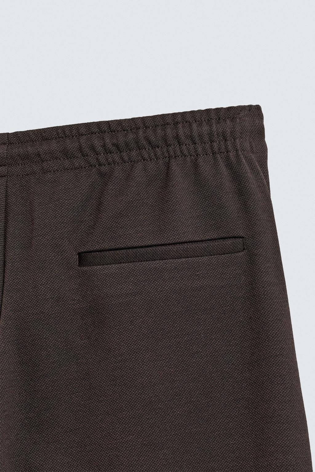 Structured Knit Travel Trousers in Chocolate Brown