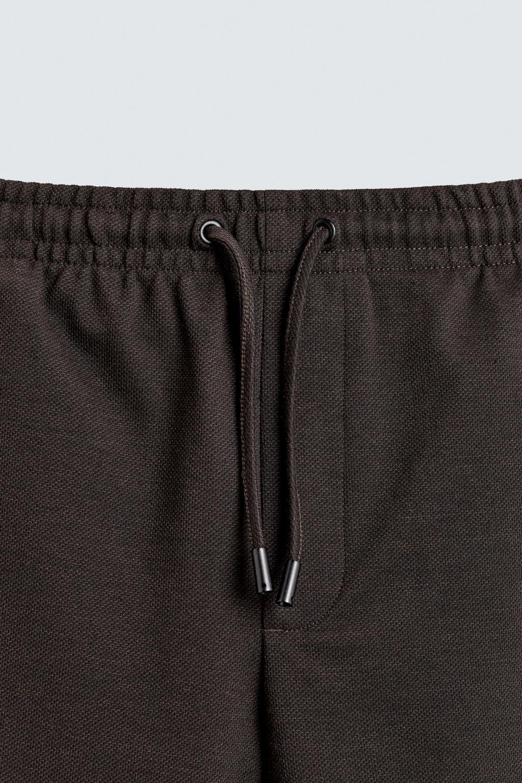Structured Knit Travel Trousers in Chocolate Brown