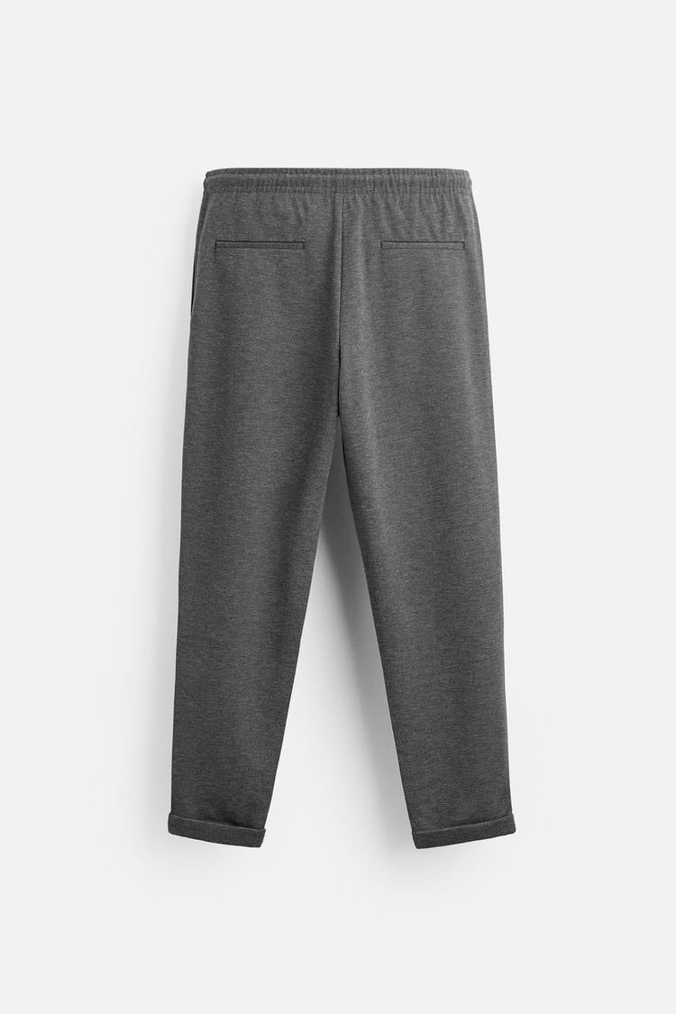 Structured Knit Travel Trousers in Charcoal