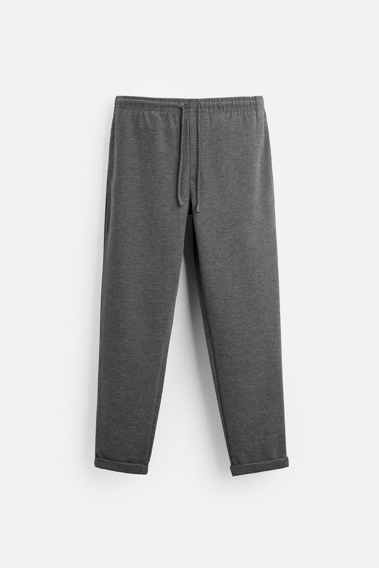 Structured Knit Travel Trousers in Charcoal
