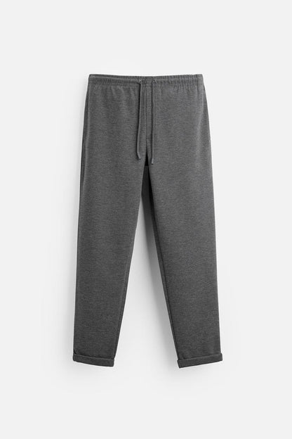 Structured Knit Travel Trousers in Charcoal
