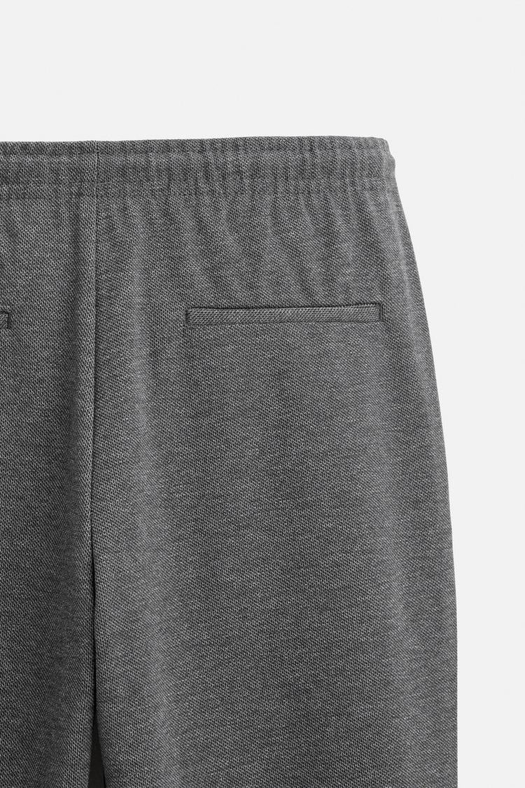 Structured Knit Travel Trousers in Charcoal