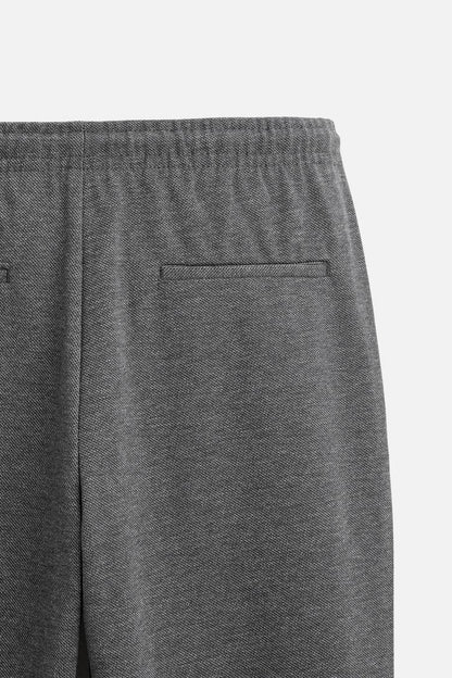 Structured Knit Travel Trousers in Charcoal