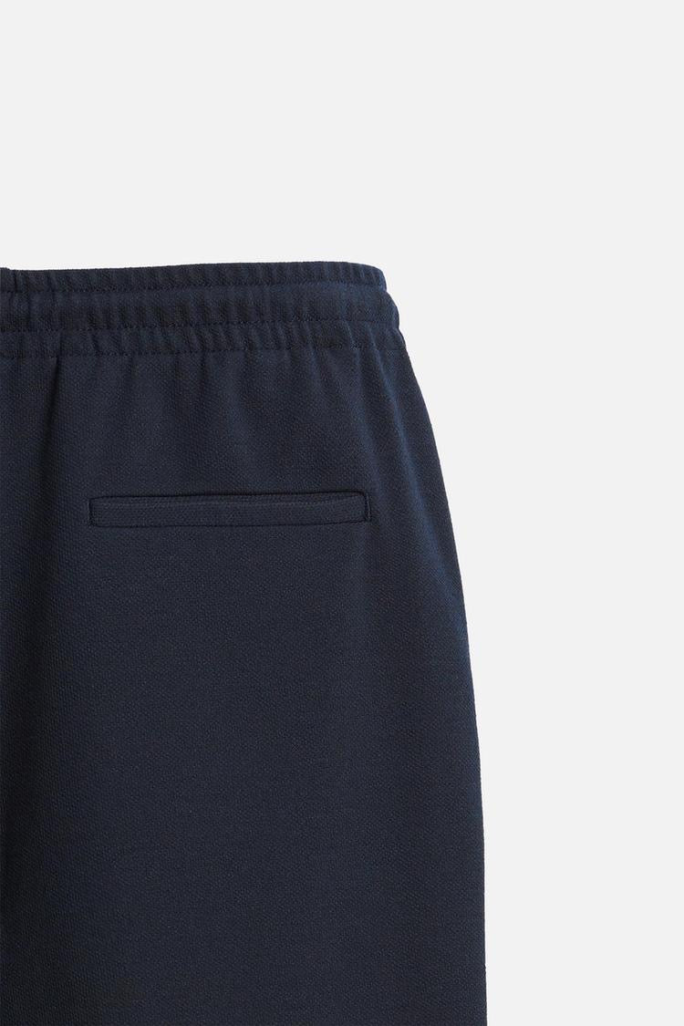 Structured Knit Travel Trousers in Navy