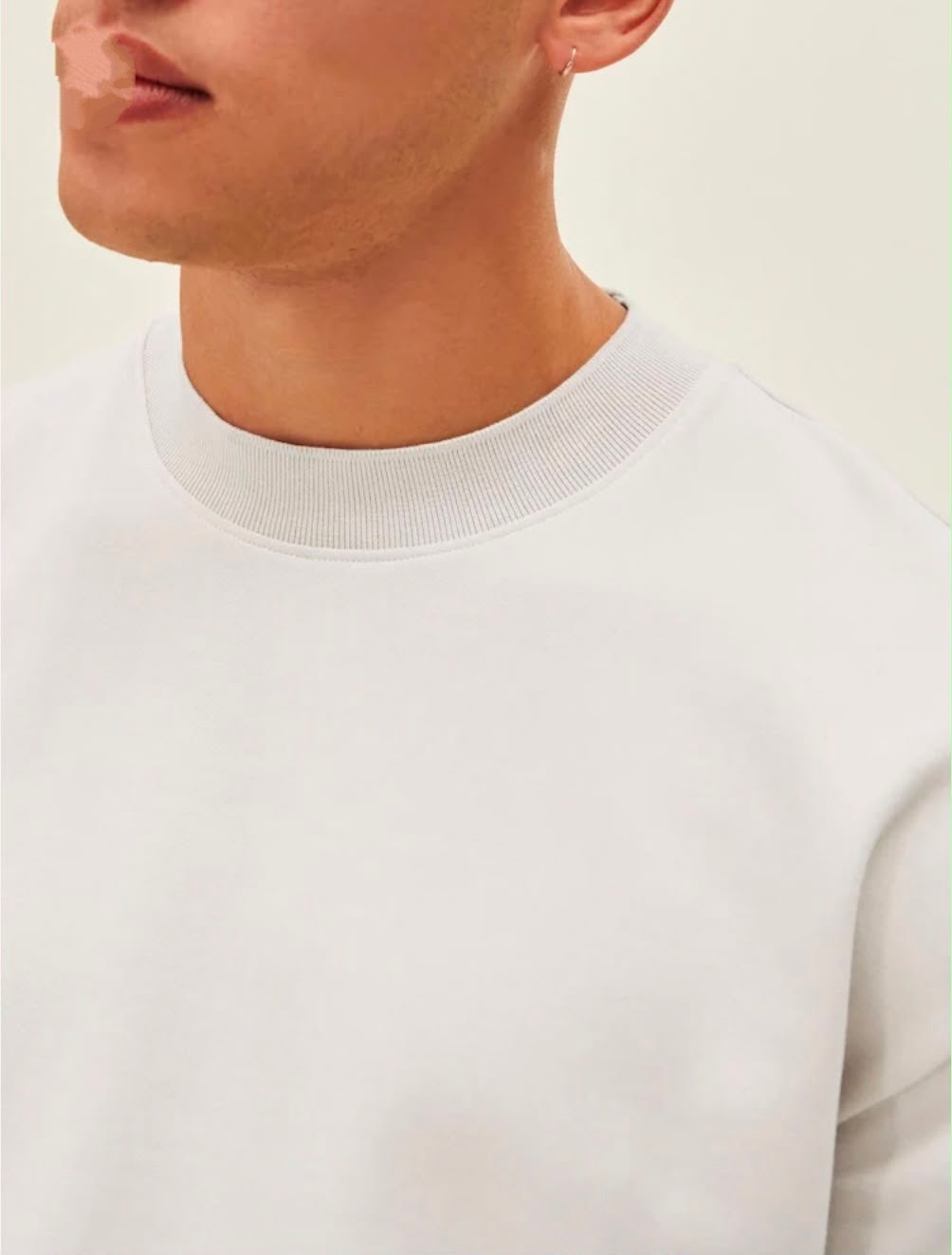 Men's Off-White Mock-Neck T-Shirt