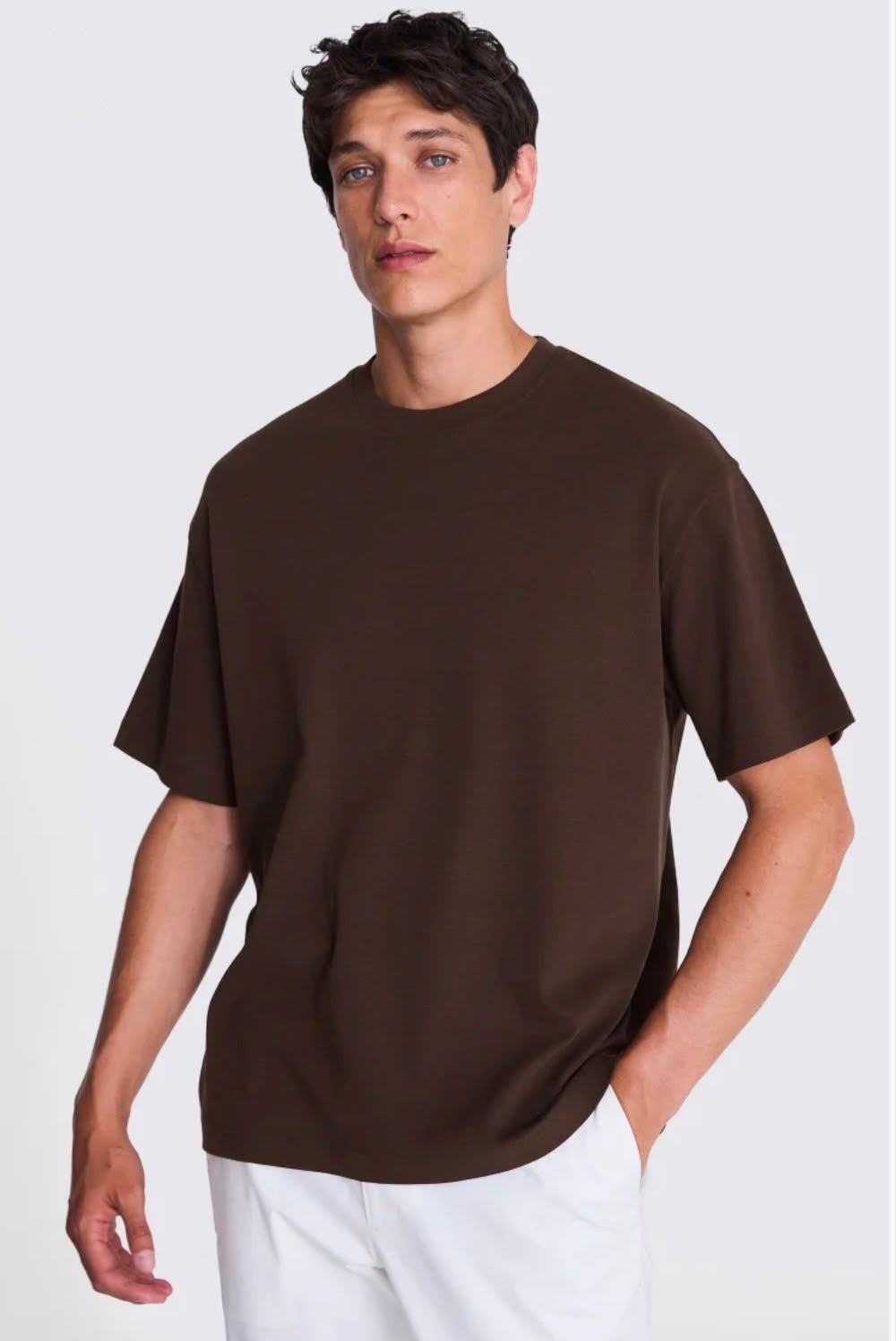 Premium Dark Chocolate Brown Drop Shoulder Over-Sized Crewneck Tee