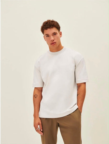 Off-White Mock Neck Oversized Tee