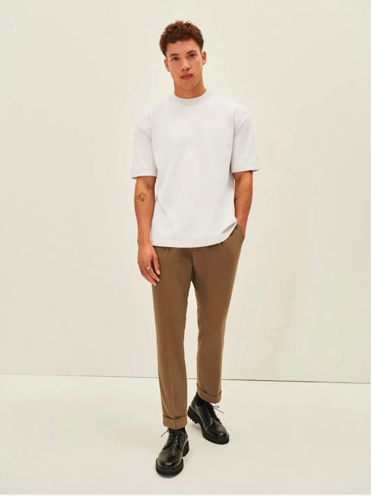 Men's Off-White Mock-Neck T-Shirt