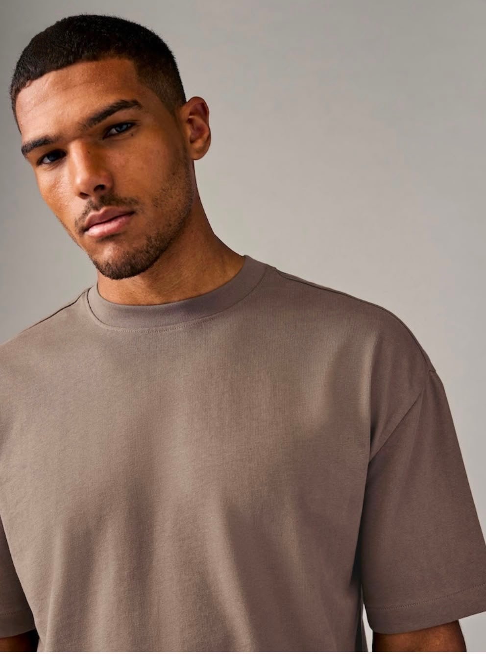Men's Premium Heavyweight Oversized T-Shirt in Taupe Brown